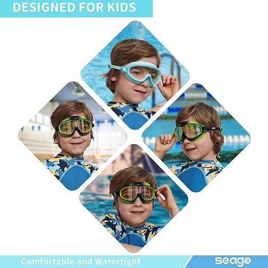 Seago Swim Goggles 2 Pack Anti-Fog Anti-UV Wide View Swimming Goggles for