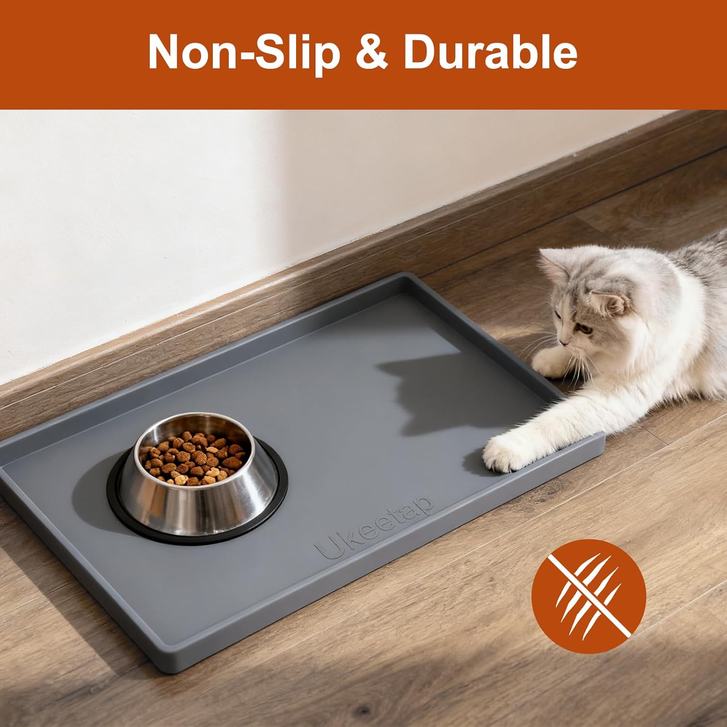 ukeetap Extra Thick Silicone Mat Waterproof with Raised Edge 19” x 12”, BPA