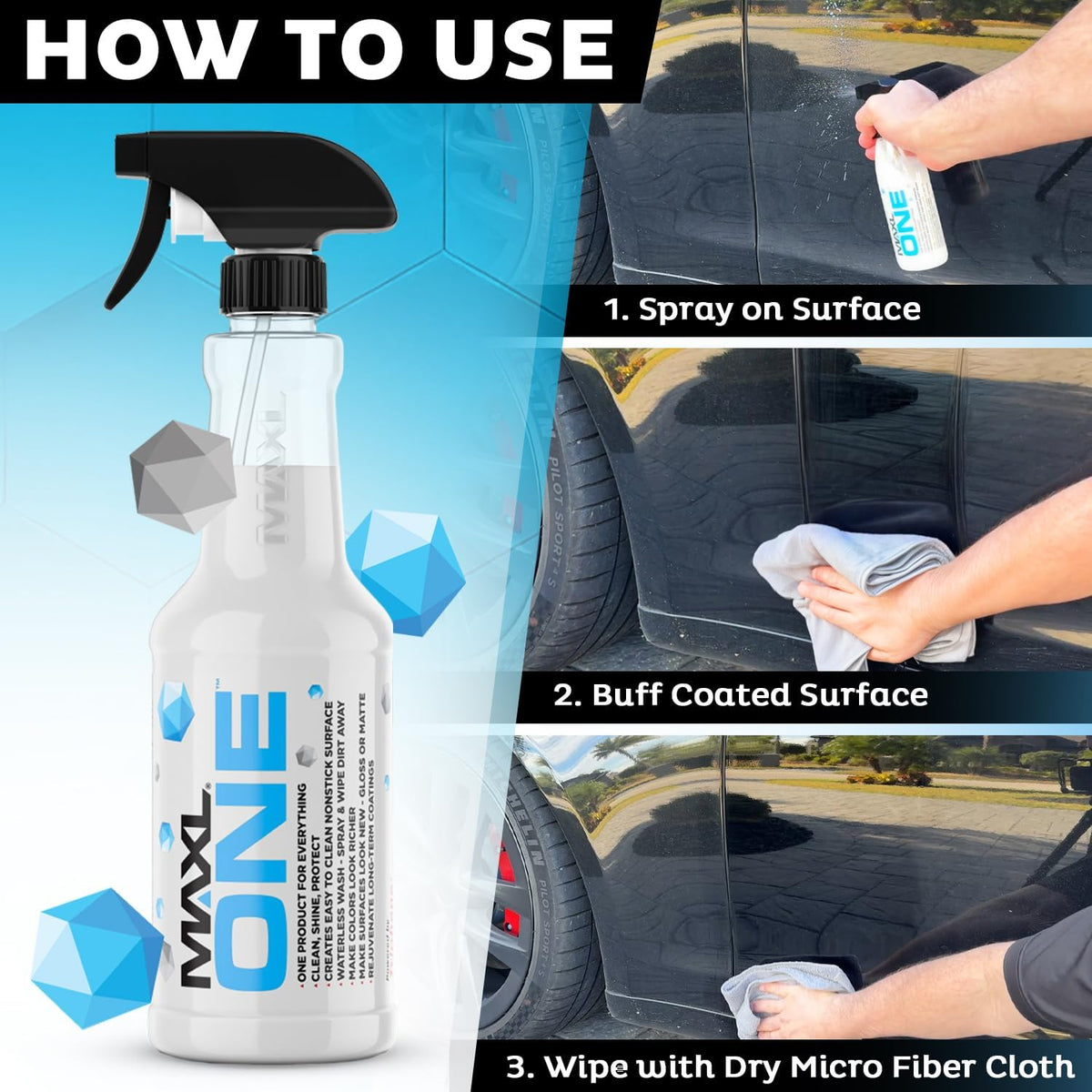 MAXLONE ™ Car Spray with Triphene® Technology, Quick Spray & Wipe All Purpose