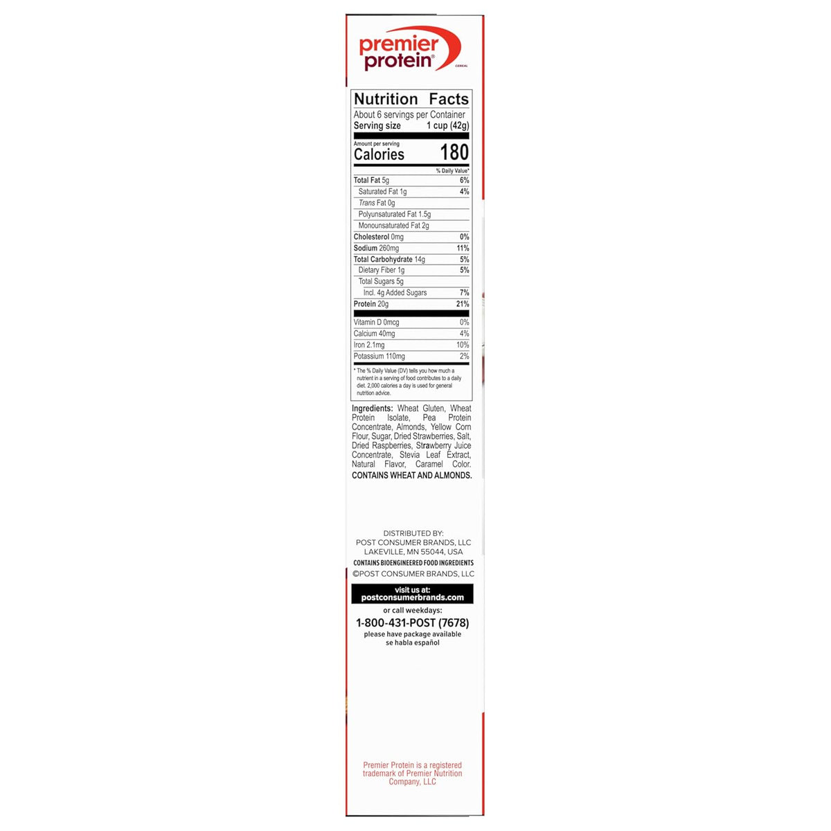 Premier Protein Mixed Berry Almond Cereal, Protein Cereal Flakes Mixed with