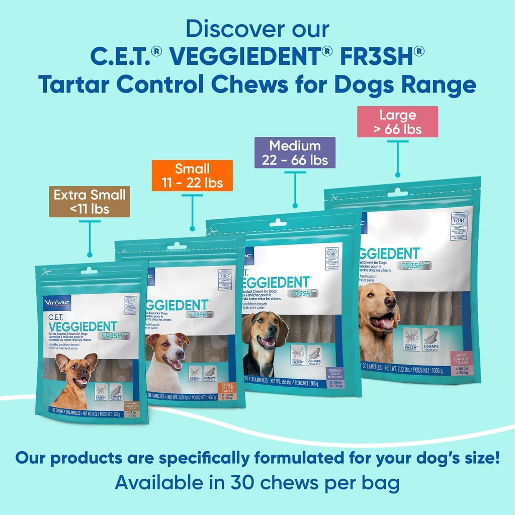 Virbac C.E.T.® VEGGIEDENT® FR3SH® Tartar Control Chews for Dogs with