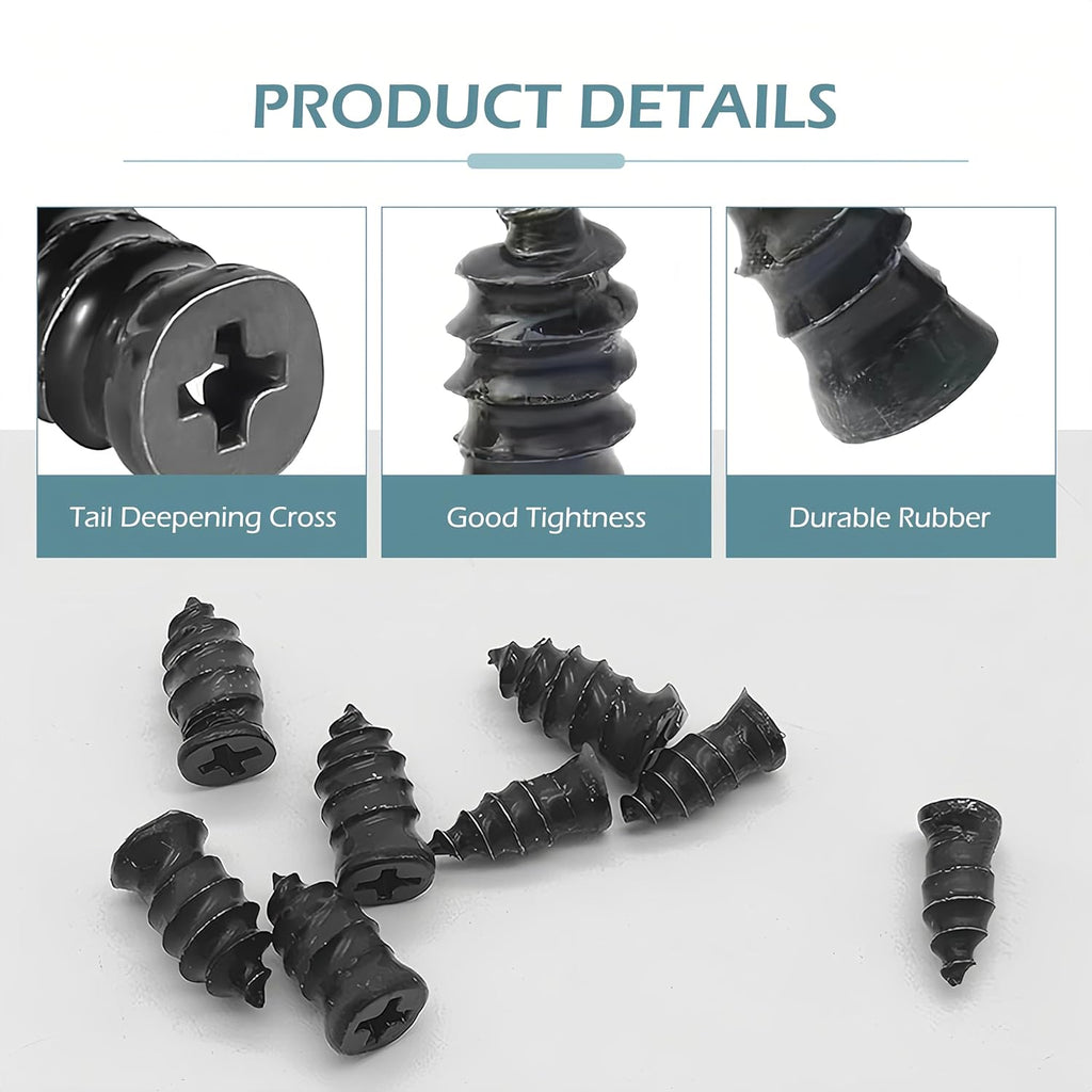 60 PCS Tire Repair Rubber Nail, Vacuum Tire Repair Kits Spiral Rubber Screws