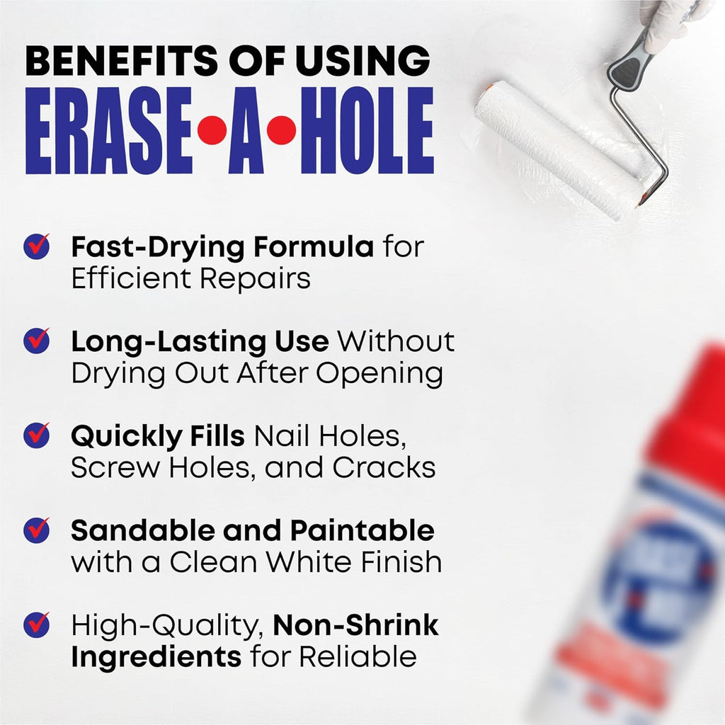 Erase-A-Hole Wall Repair Stick – Quick-Dry Nail & Screw Hole Filler for