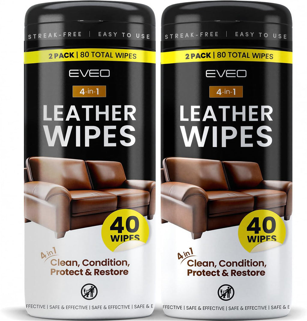 EVEO Leather Wipes 4-in-1 Leather Cleaner and Conditioner for Furniture