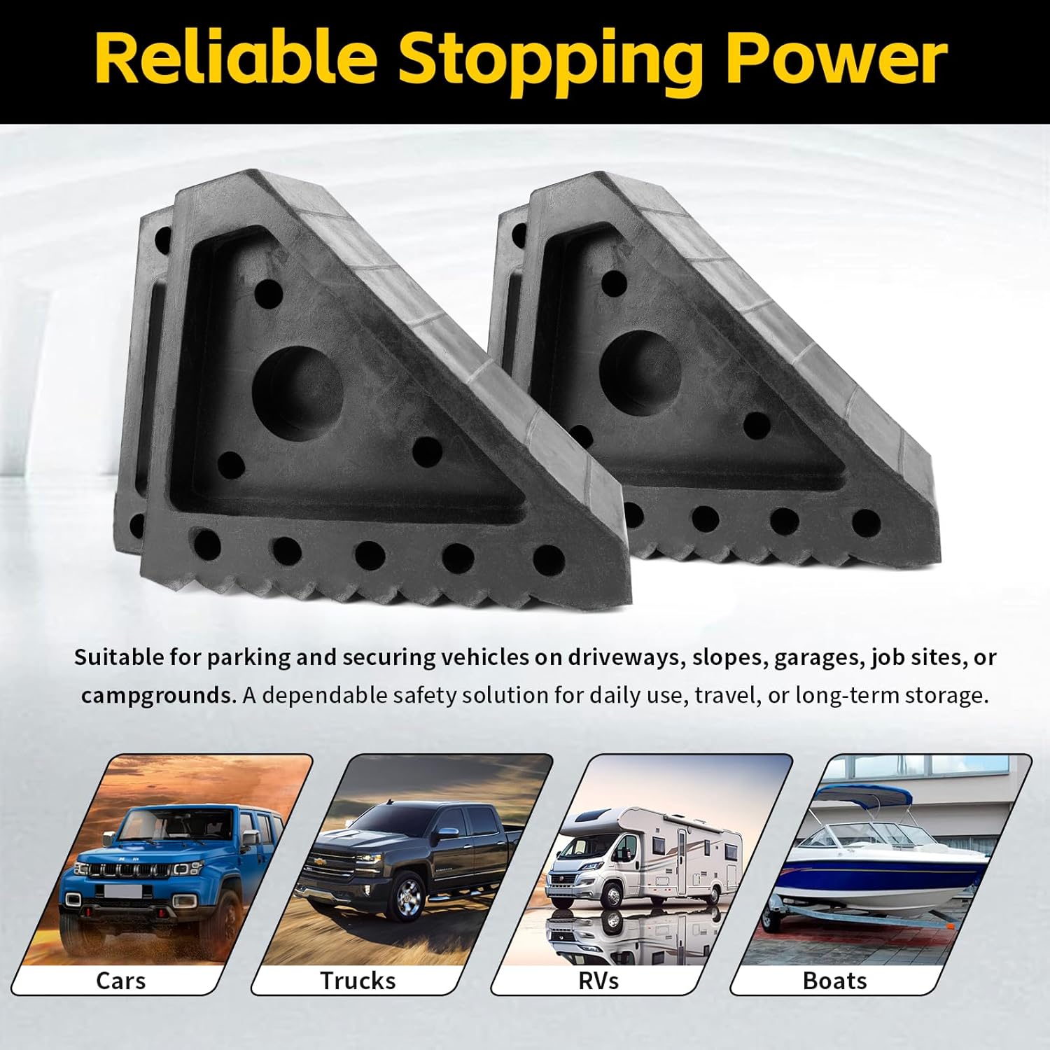 MaxxHaul Solid Rubber Wheel Chock 2-Pack