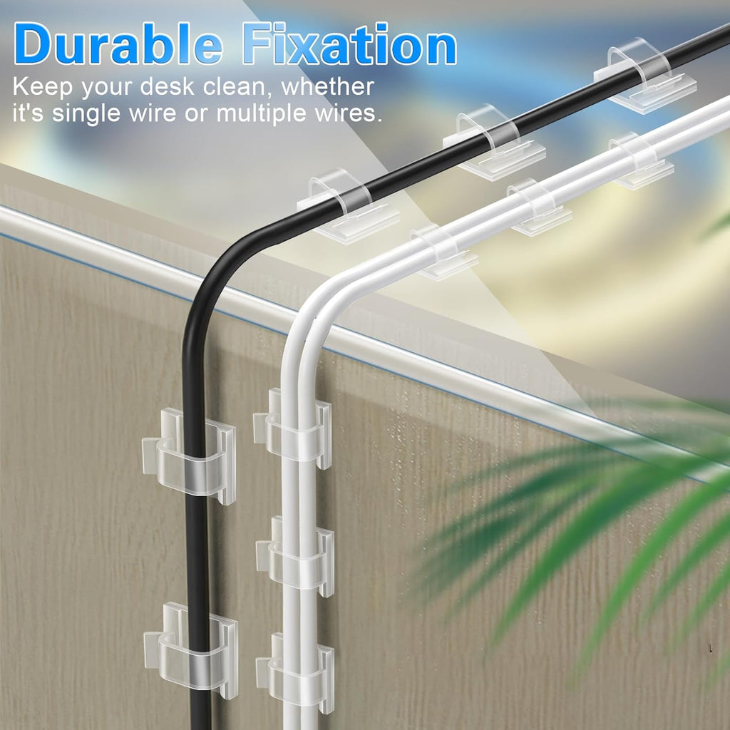 60 PCS XHF 5/8” Adhesive Cable Wire Clips Clear, Outdoor Christmas Light