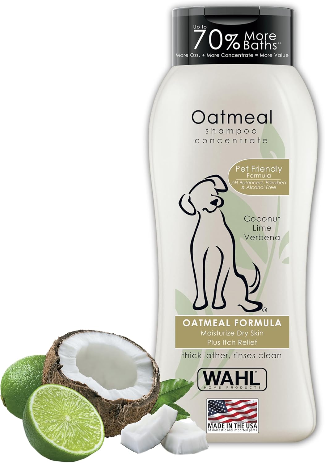 Wahl USA Dry Skin & Itch Relief Pet Shampoo for Dogs – Oatmeal Formula with