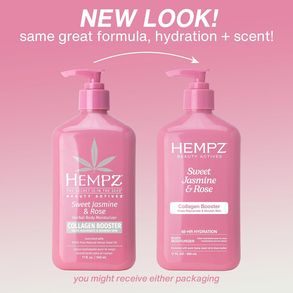 Hempz Sweet Jasmine & Rose Herbal Body Moisturizer for Women, 17 Fl. oz.