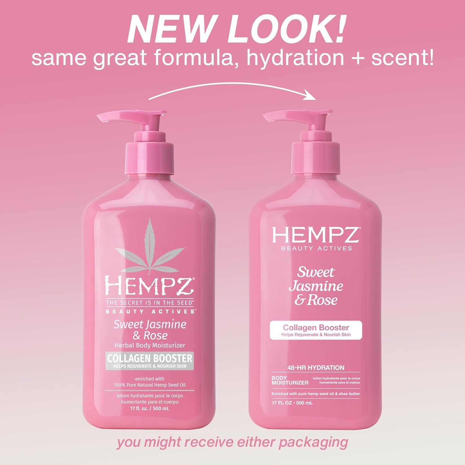 Hempz Sweet Jasmine & Rose Herbal Body Moisturizer for Women, 17 Fl. oz.