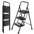 OLIXIS 3 Step Ladder, 800lbs Foldable Step Stool with Anti-Slip Pedal