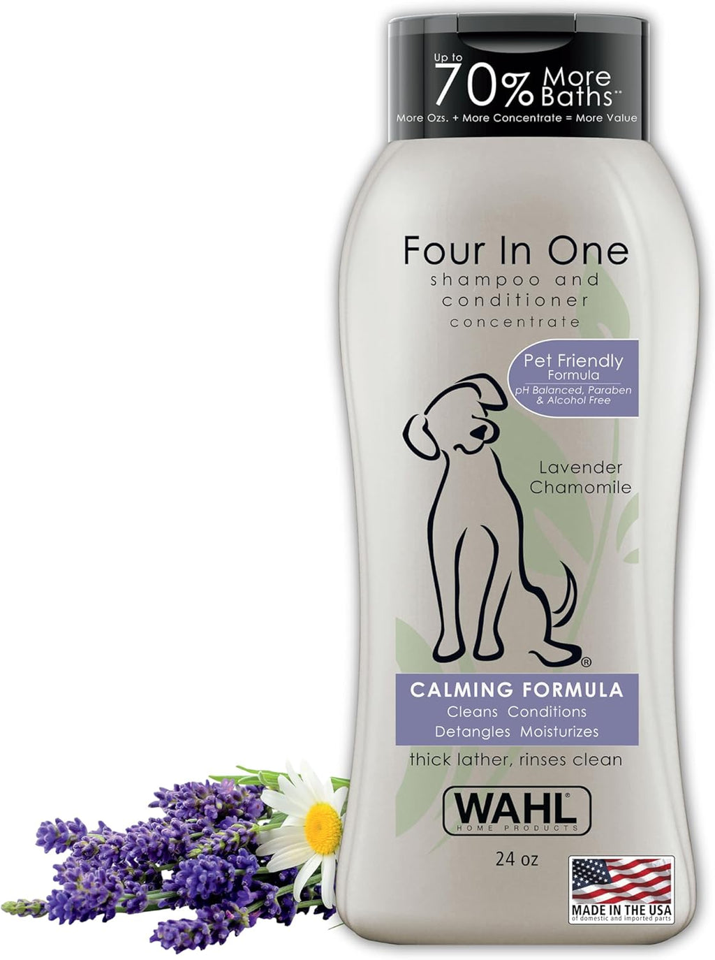 Wahl USA 4-in-1 Calming Dog Shampoo with Lavender Chamomile Scent – Cleans