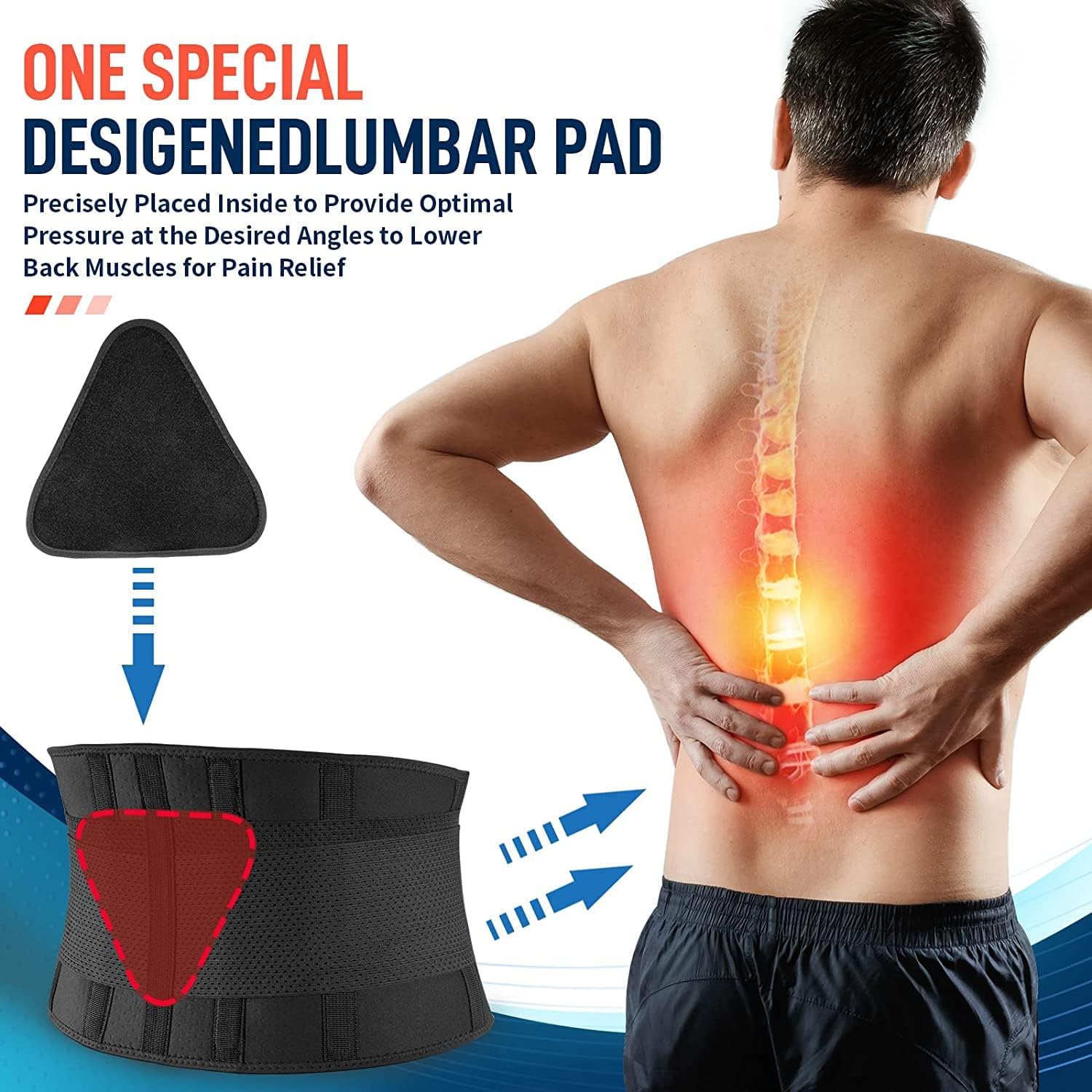 FEATOL Back Brace Support Belt-Lumbar Support Back Brace for Back Pain