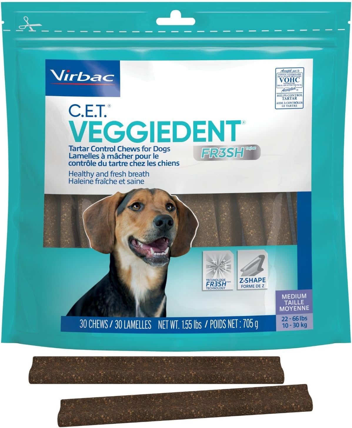 Virbac C.E.T.® VEGGIEDENT® FR3SH® Tartar Control Chews for Dogs with