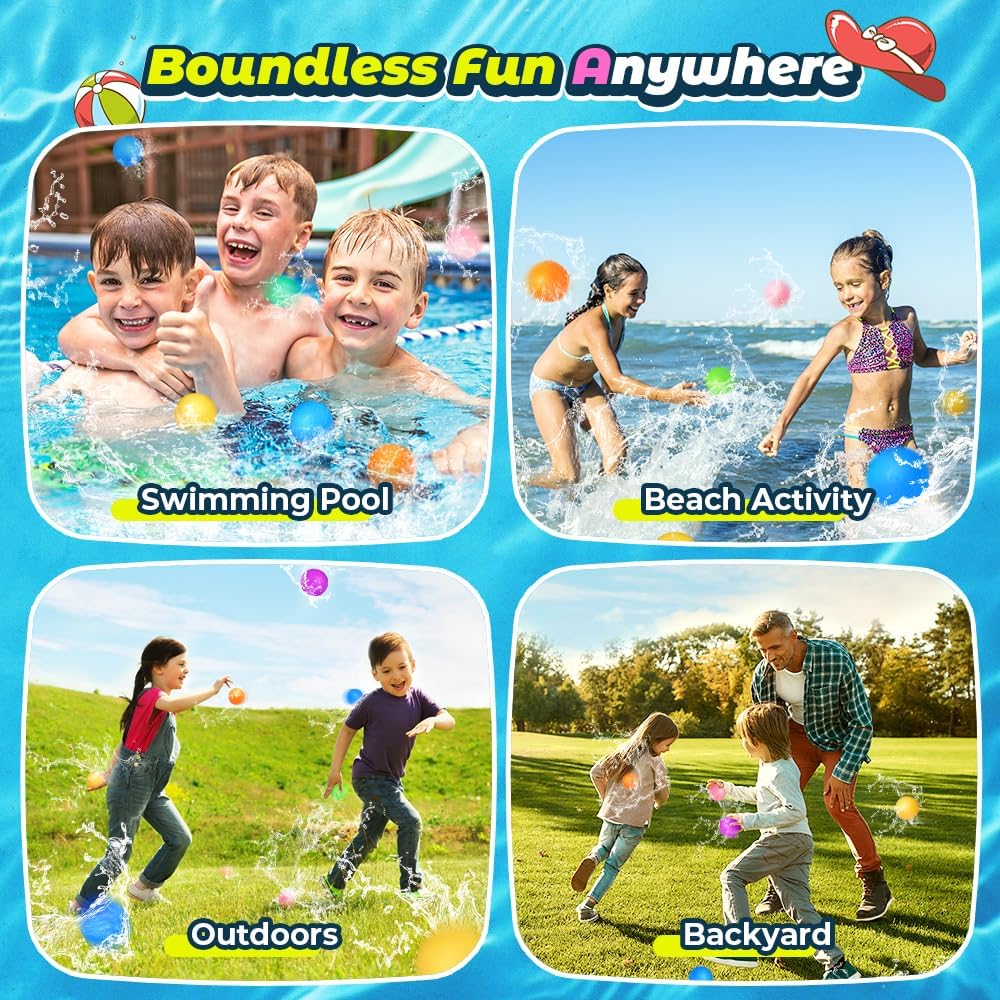 12Pcs Reusable Water Balloons, Pool Beach water Toys for Boys and Girls