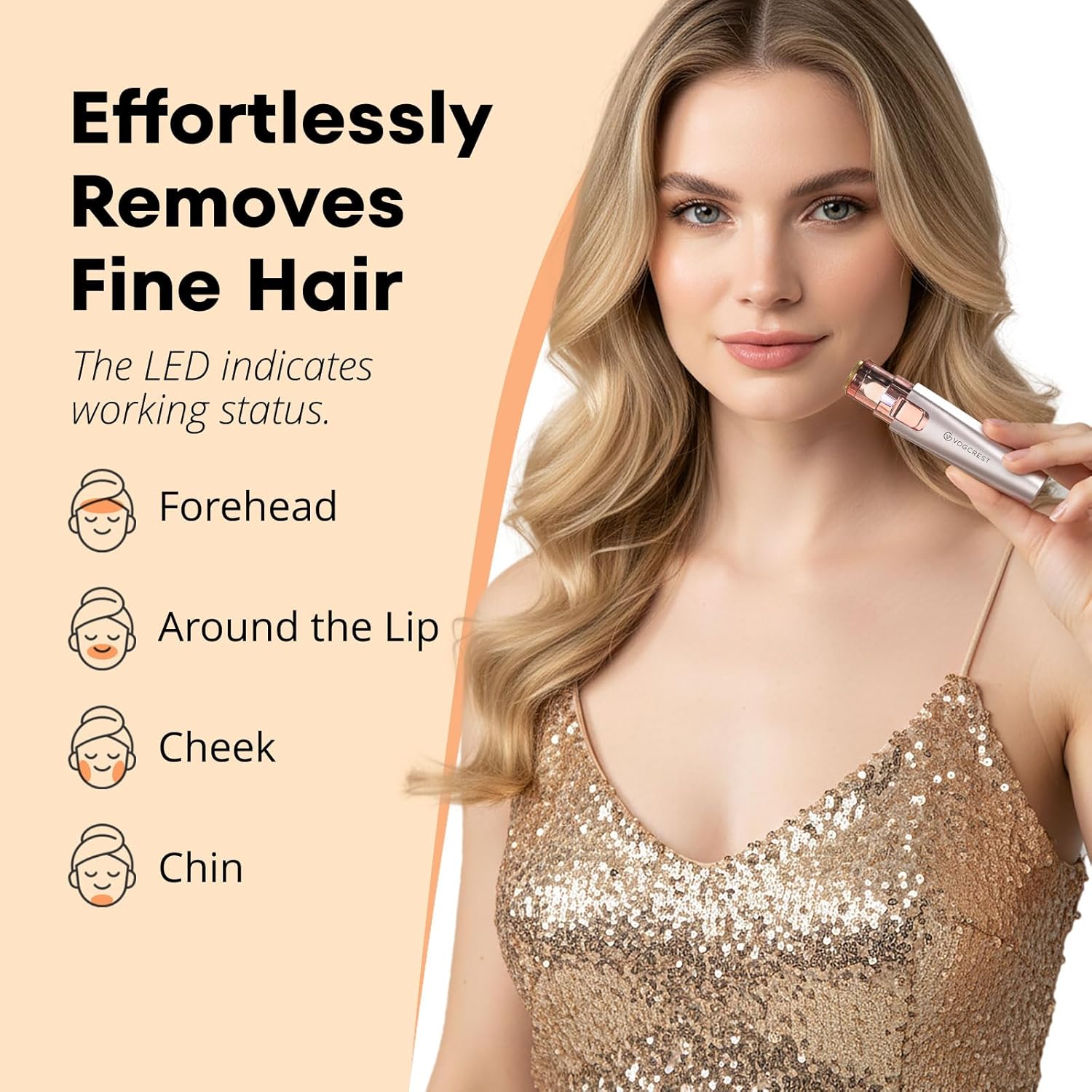 VG VOGCREST Eyebrow & Facial Trimmer: 2 in1 Rechargeable Facial Hair Removal