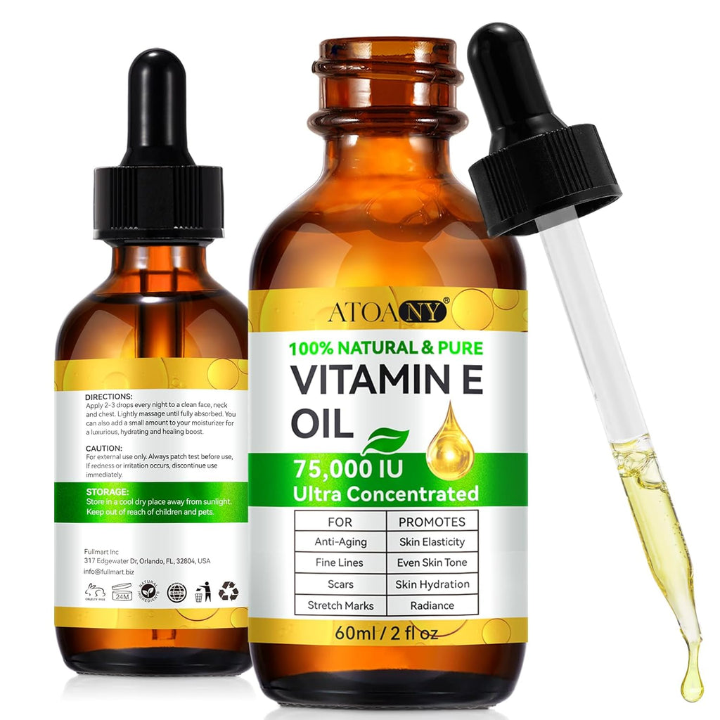 flasture Vitamin E Oil 75,000 IU – 100% Pure Natural Vitamin E for Skin