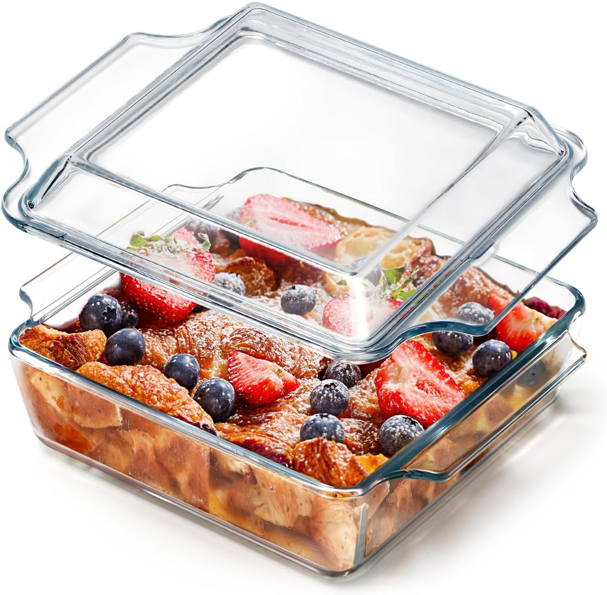 NUTRIUPS 8x8 Square Baking Dish with Glass Cover and Lid