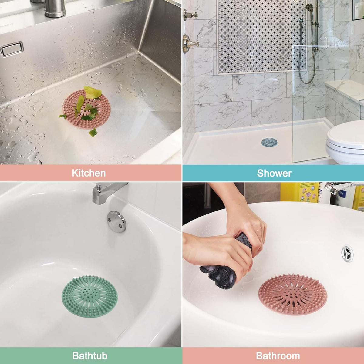 Gotega Bathroom Sink Drain Strainers, Hair Catcher Shower Drain Covers