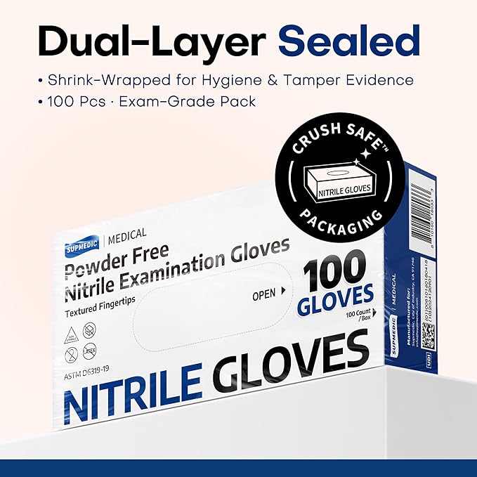 Supmedic Medical Soft Max™ Black Nitrile Disposable Gloves, 100 Pcs