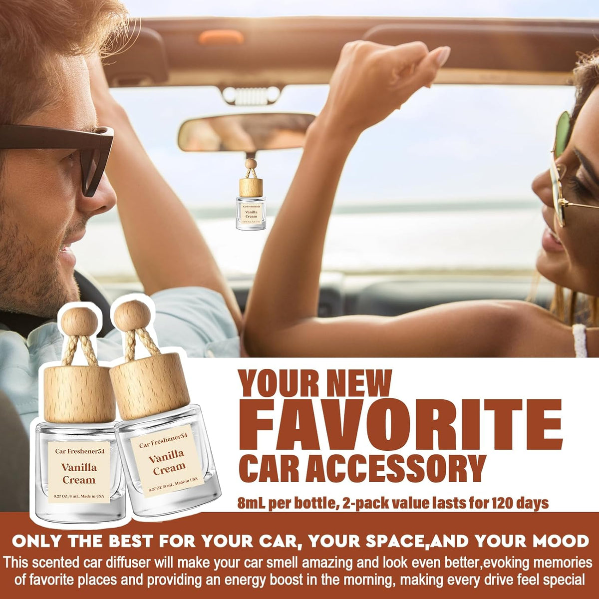 HoogaLife Car Air Freshener Diffuser 2 Pack Hanging Air Freshener Diffuser