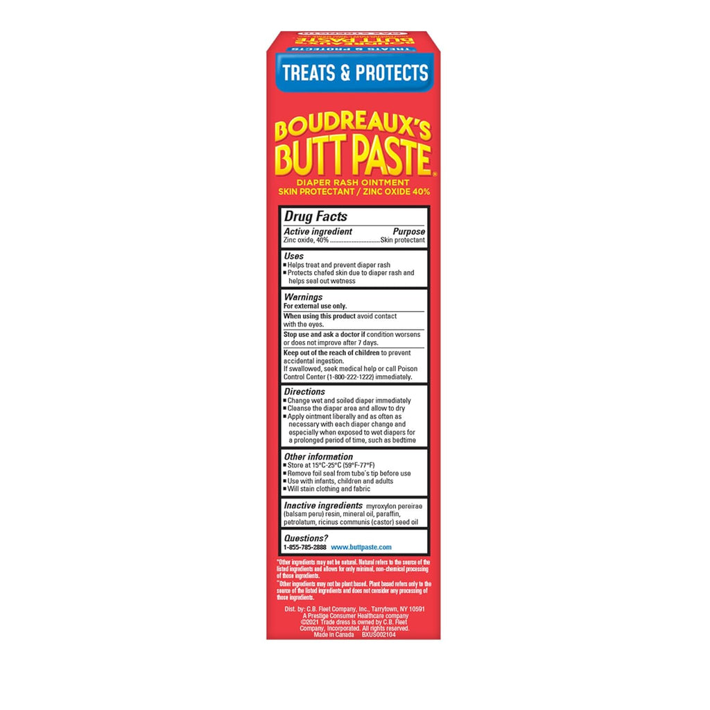 Boudreaux’s Butt Paste Max Strength Diaper Rash Cream for Baby, Ointment With