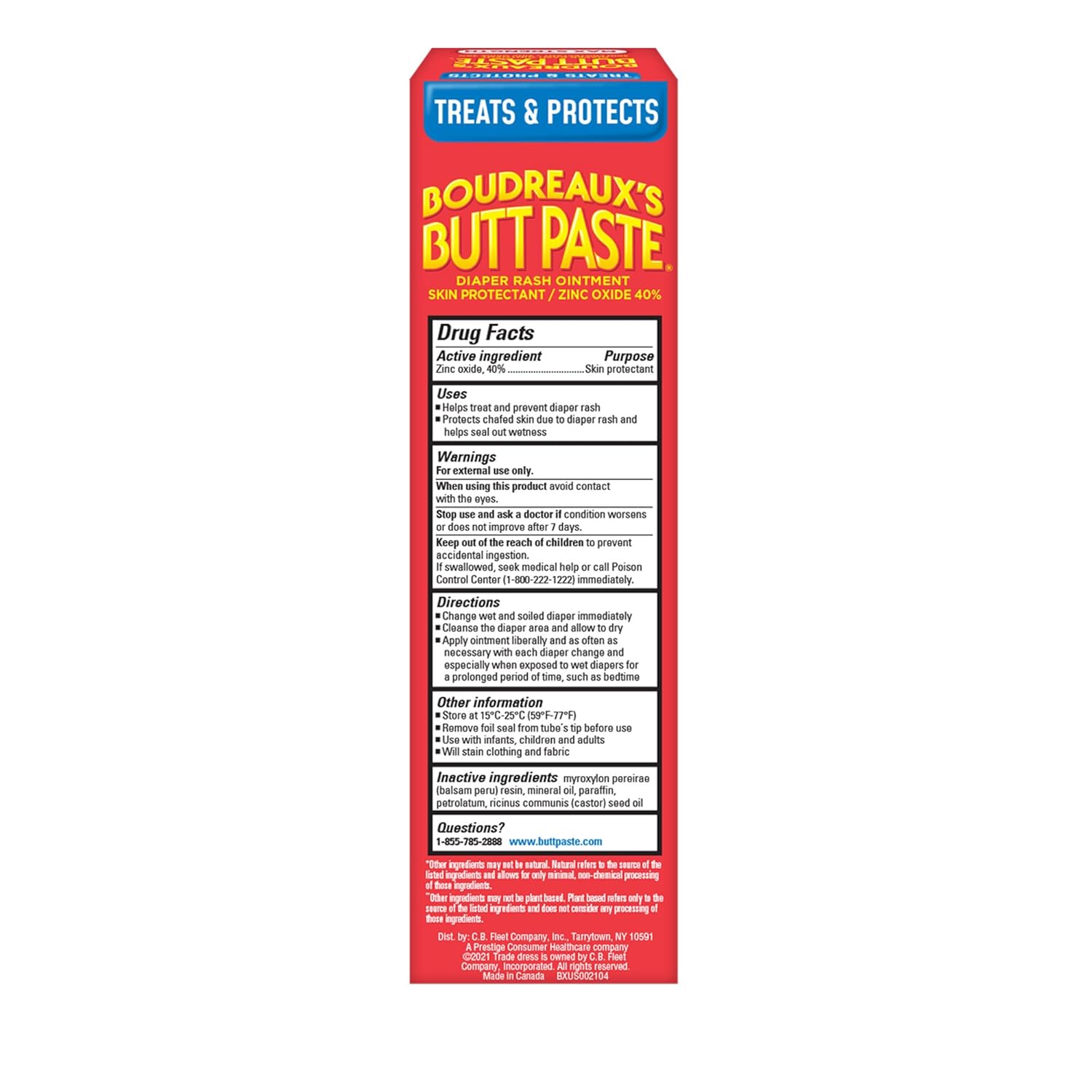 Boudreaux’s Butt Paste Max Strength Diaper Rash Cream for Baby, Ointment With