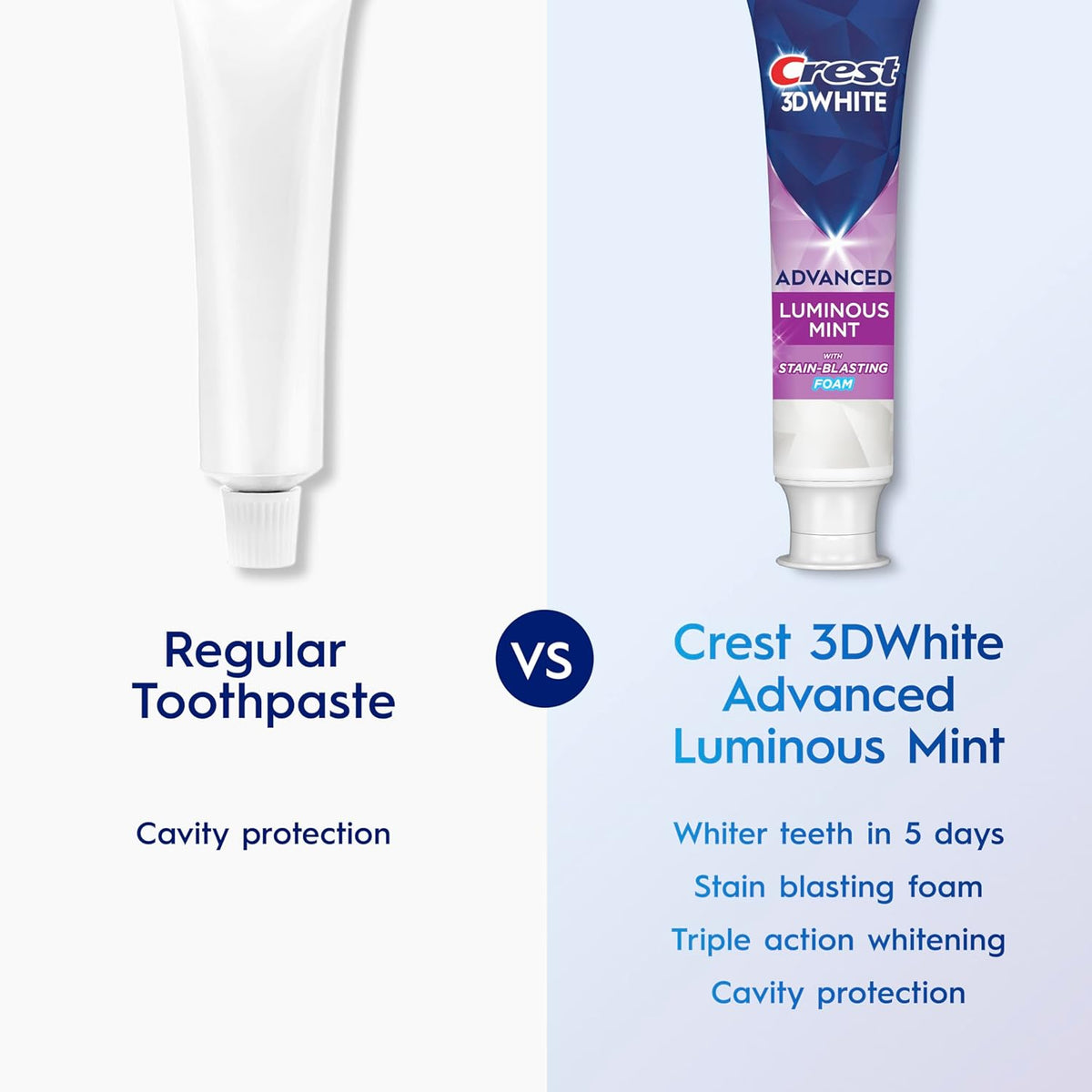 Crest 3D White Advanced Luminous Mint Teeth Whitening Toothpaste, Crest
