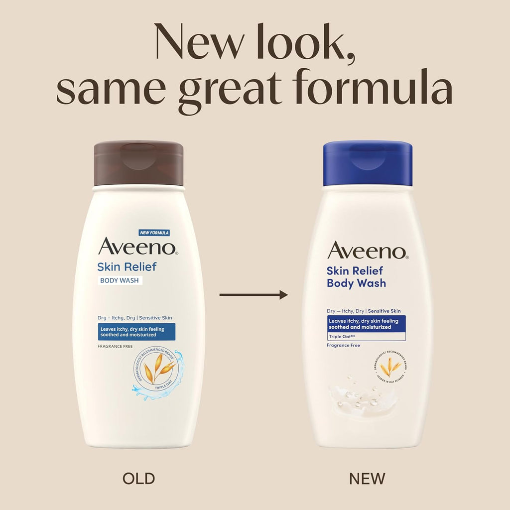 Aveeno Skin Relief Body Wash, Fragrance-Free with Triple Oat complex, Gentle