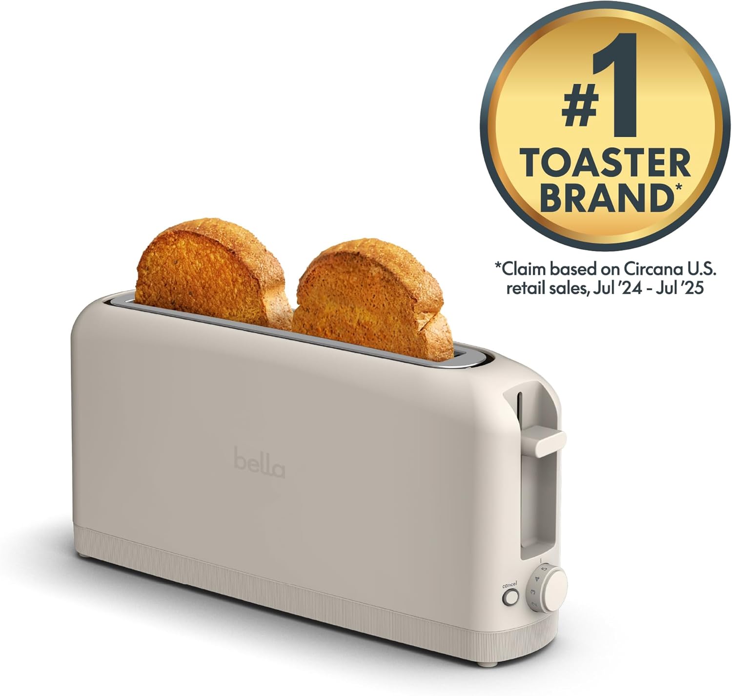 bella 2 Slice Slim Toaster, Fits-anywhere™ Kitchenware, 6 Setting Shade