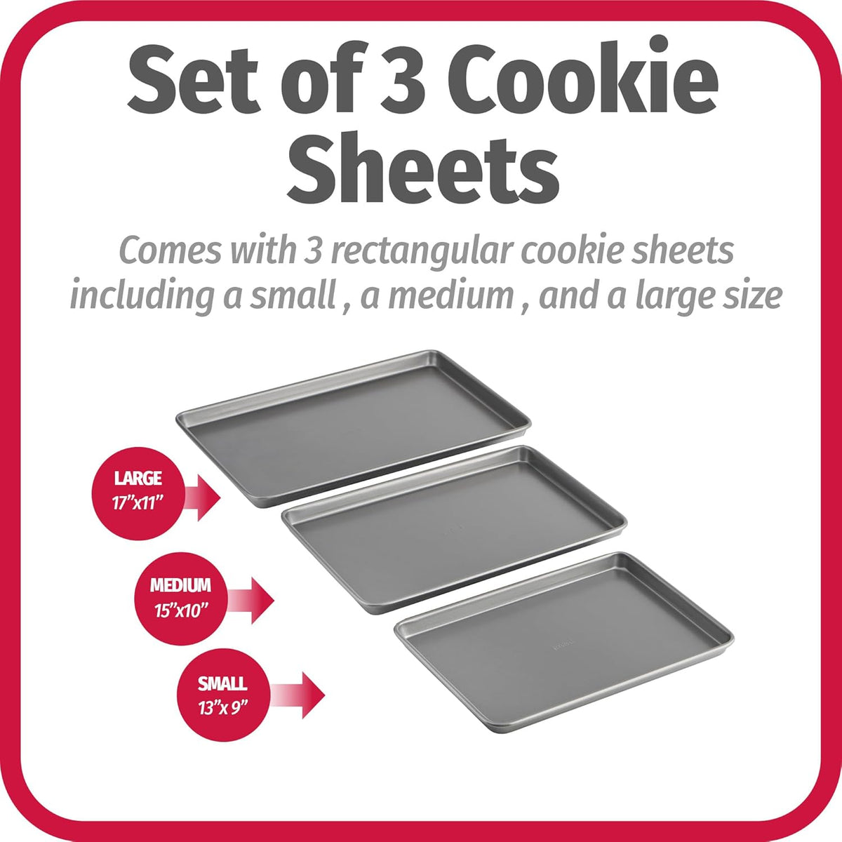 GoodCook Everyday Nonstick Baking Sheet Set, 3 Pack Includes One Small