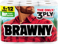 Brawny Tear-A-Square 3-Ply Paper Towels, 6 Double Rolls = 12 Regular Rolls