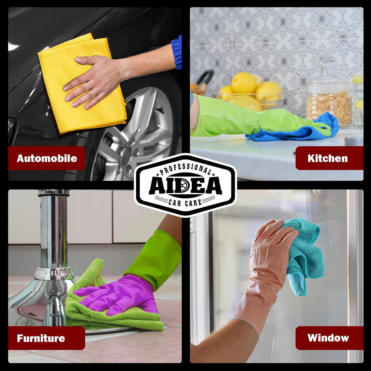 AIDEA Microfiber Cleaning Cloth, 50PK, Microfiber Towels for Cars, Premium