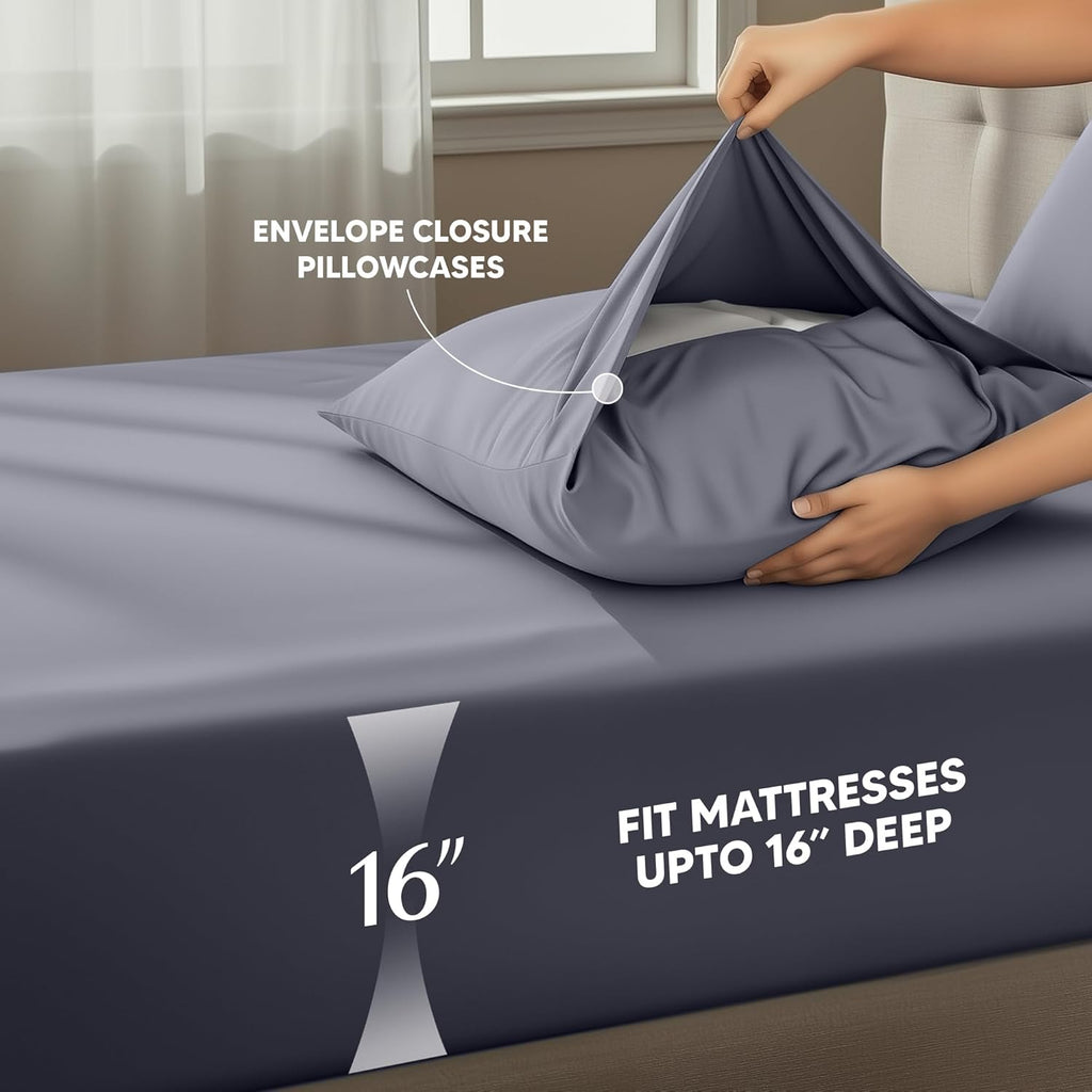 Utopia Bedding Queen Size Sheet Set – 4 Piece Bed Sheets, Soft and Breathable