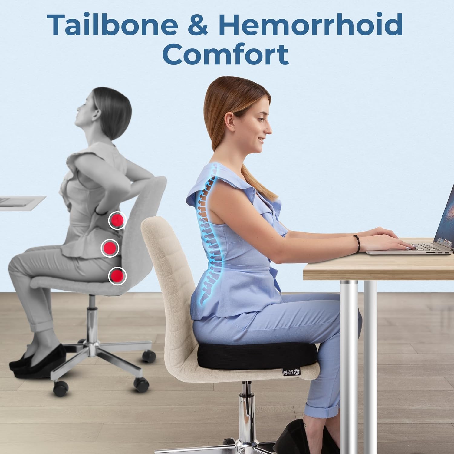 5 STARS UNITED Donut Pillow Hemorrhoid Tailbone Cushion – Large Cushion for