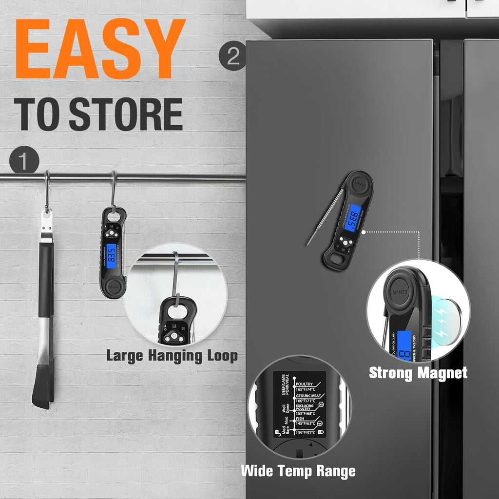 AMMZO Meat Thermometer Digital, Instant Read Food Thermometer for Cooking