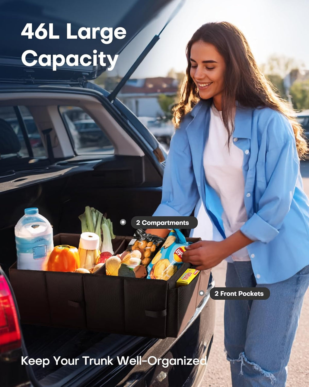 HOTOR Trunk Organizer - Car Organizer, Foldable Trunk organizer for SUVs &