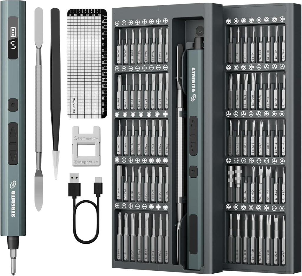 STREBITO Mini Electric Screwdriver, 86-IN-1 Plus Electronic Screwdriver Set