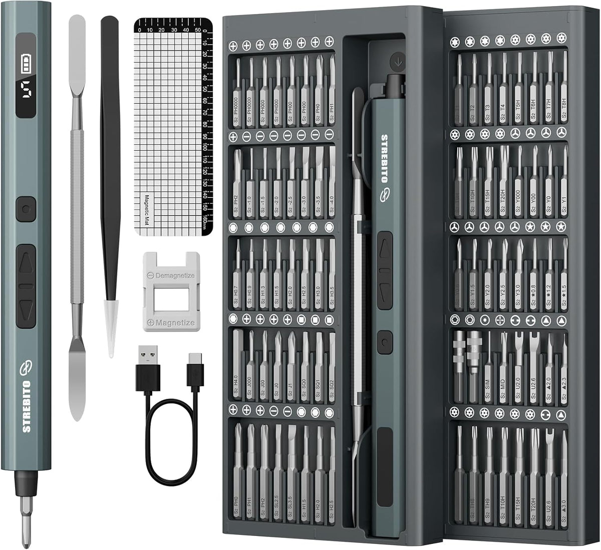 STREBITO Mini Electric Screwdriver, 86-IN-1 Plus Electronic Screwdriver Set