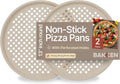 Bakken Pizza Baking Pan - Round Perforated Carbon Steel Pan with Non-Stick Marble Coating