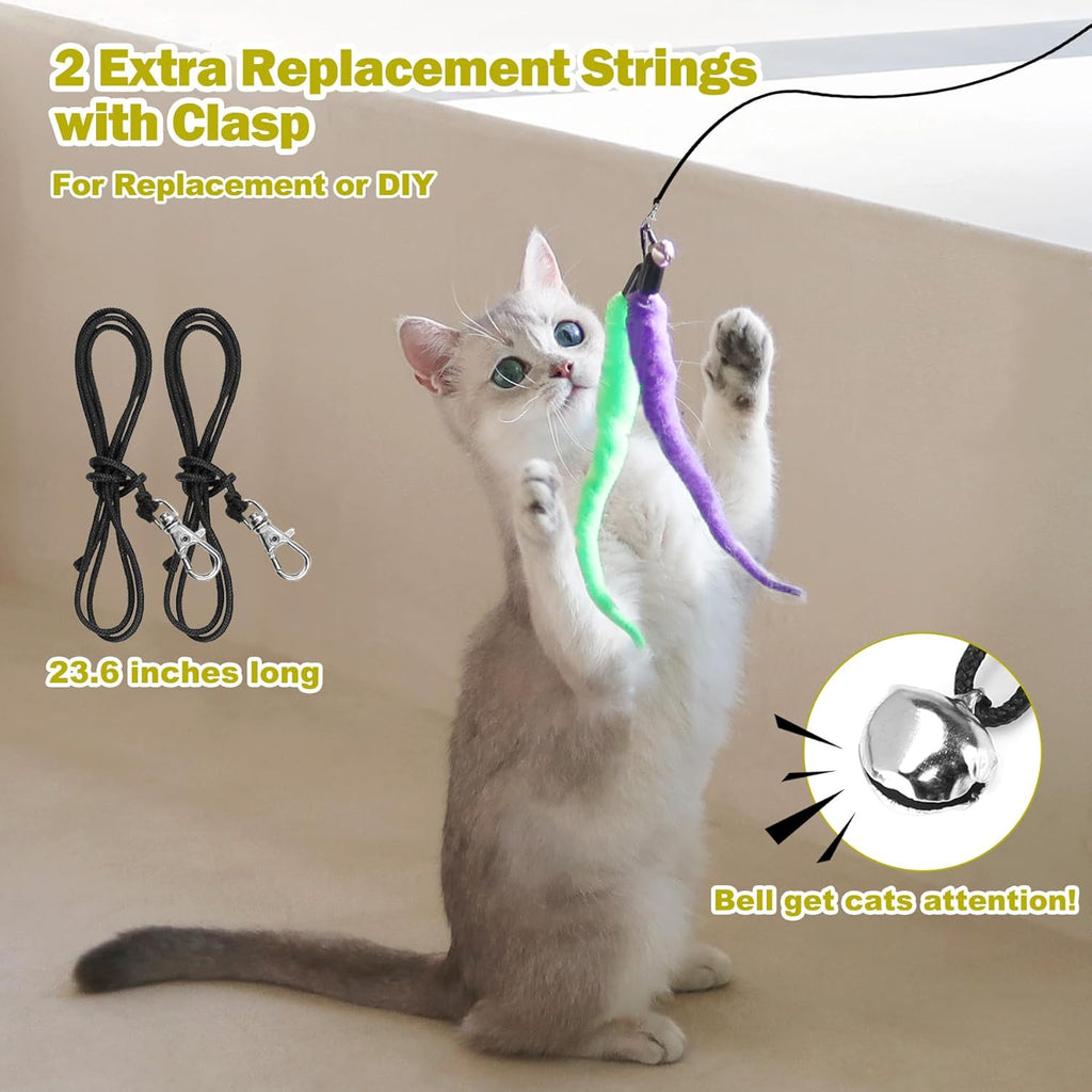 MeoHui Cat Toys for Indoor Cats, Interactive Cat Toy 2PCS Retractable Wand