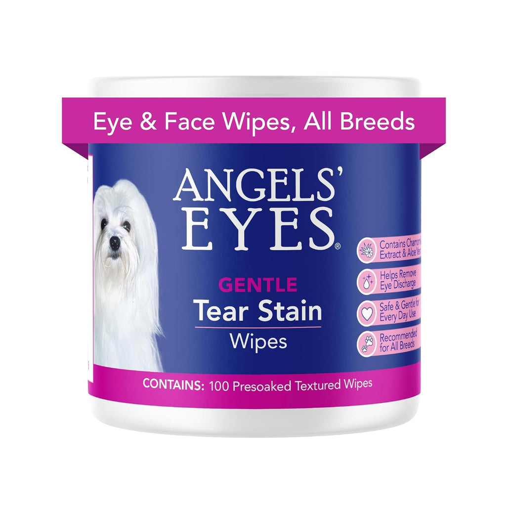 Angels' Eyes Tear Stain Remover Eye Wipes for Dogs & Cats, 100 Count