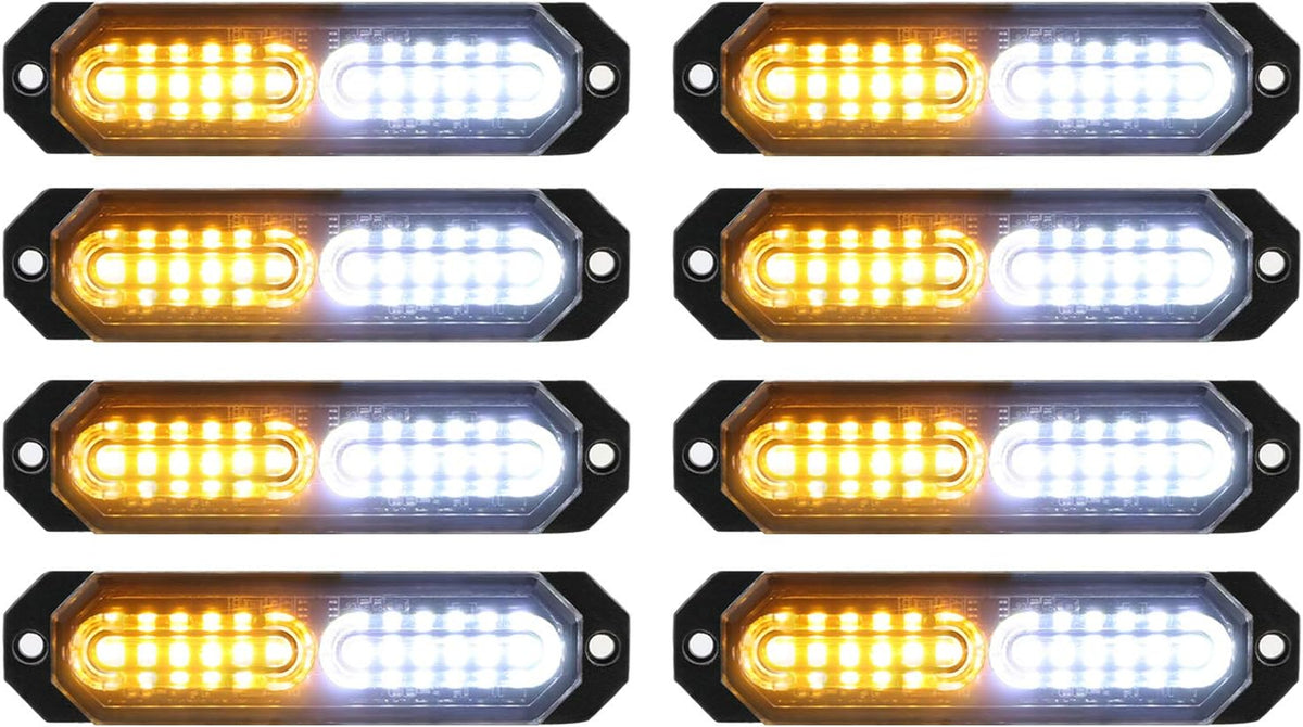 ASPL 8pcs Ultra Slim 12-LED Surface Mount Flashing Strobe Lights