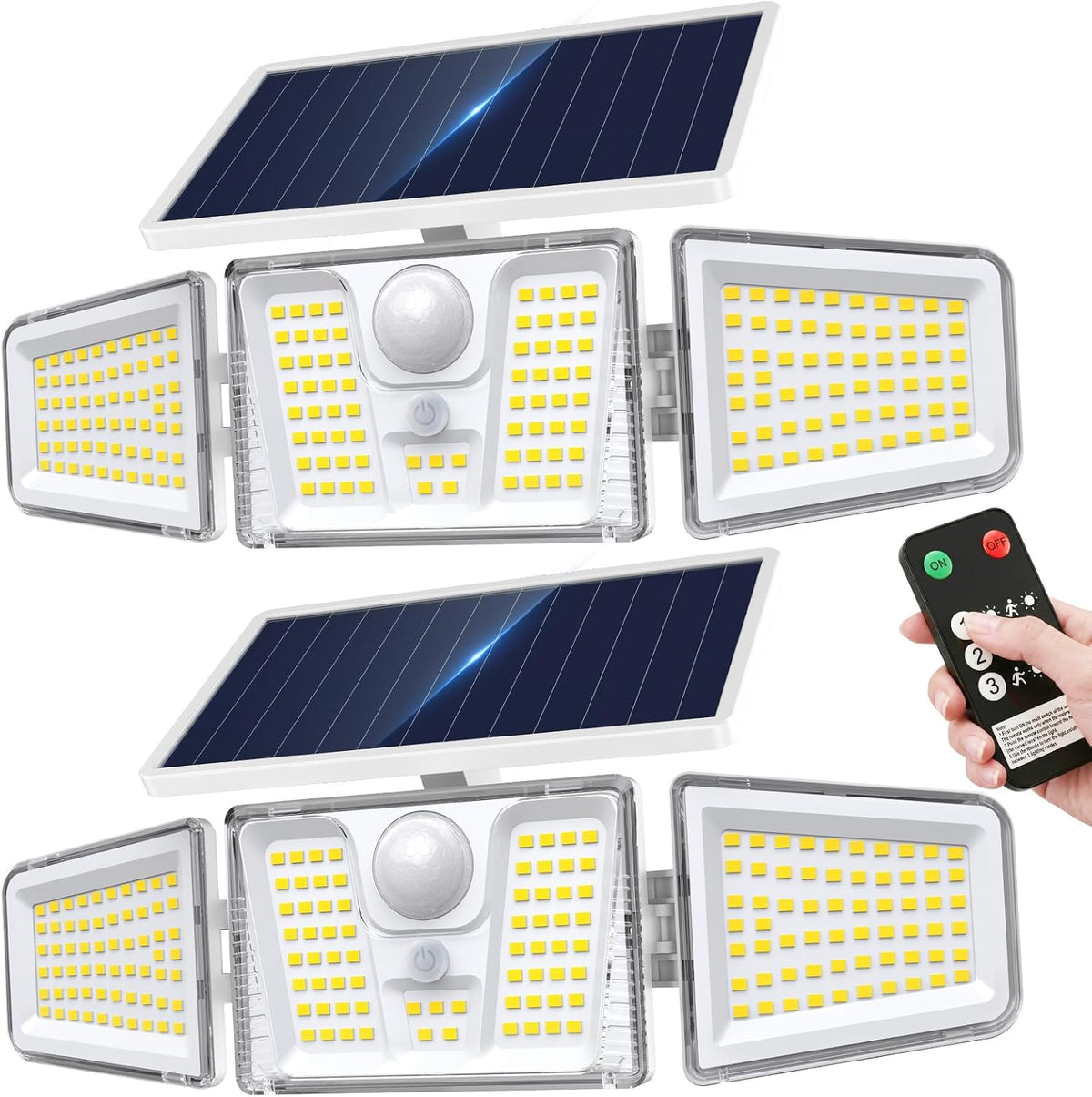 KOOPER Solar Motion Lights Outdoor, 210 LED Remote Solar Flood Lights 2PK - solar motion lights outdoor waterproof