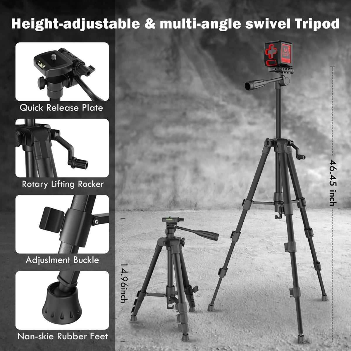 Motovera Self Leveling Laser Level 100ft, Green Cross Line with Tripod, 4
