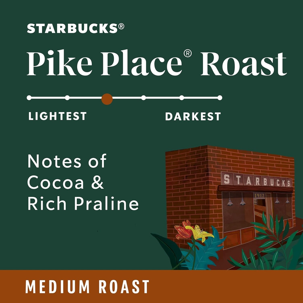 Starbucks K-Cup Coffee Pods, Medium Roast Hot or Iced Coffee, Pike Place