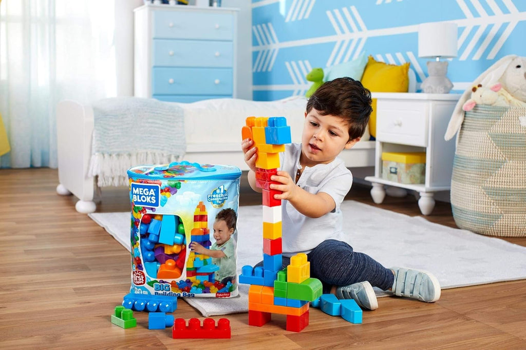 MEGA BLOKS First Builders Toddler Blocks Toys Set, Big Building Bag with 80