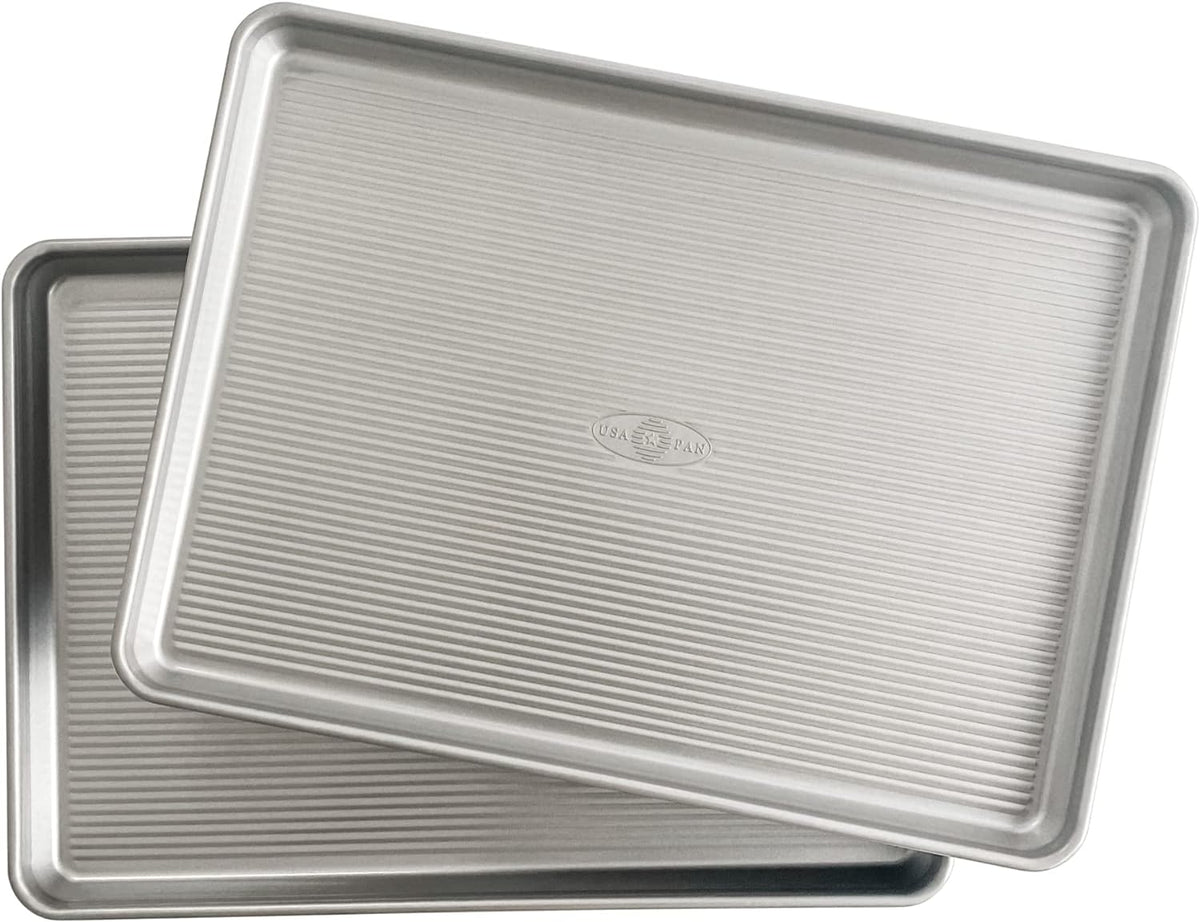 USA Pan Bakeware Half Sheet Pan, Set of 2 Baking Sheets, Aluminized Steel