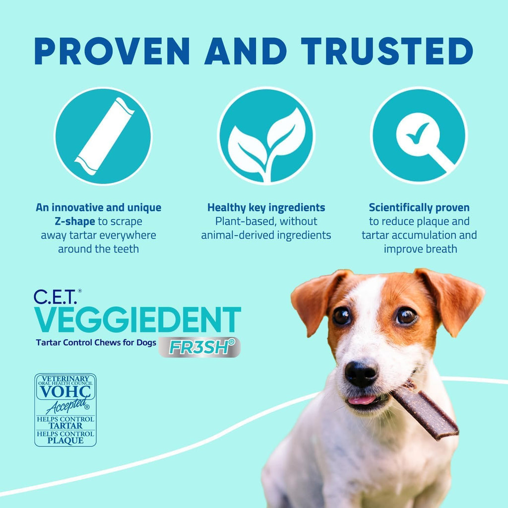 Virbac C.E.T.® VEGGIEDENT® FR3SH® Tartar Control Chews for Dogs with