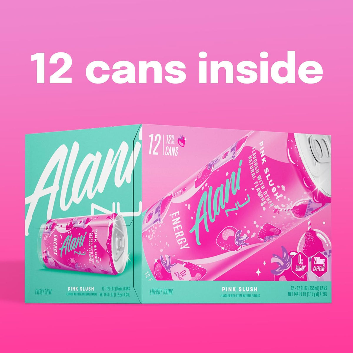 Alani Nu PINK SLUSH, Sugar Free, Low Calorie Energy Drinks, 200mg Caffeine