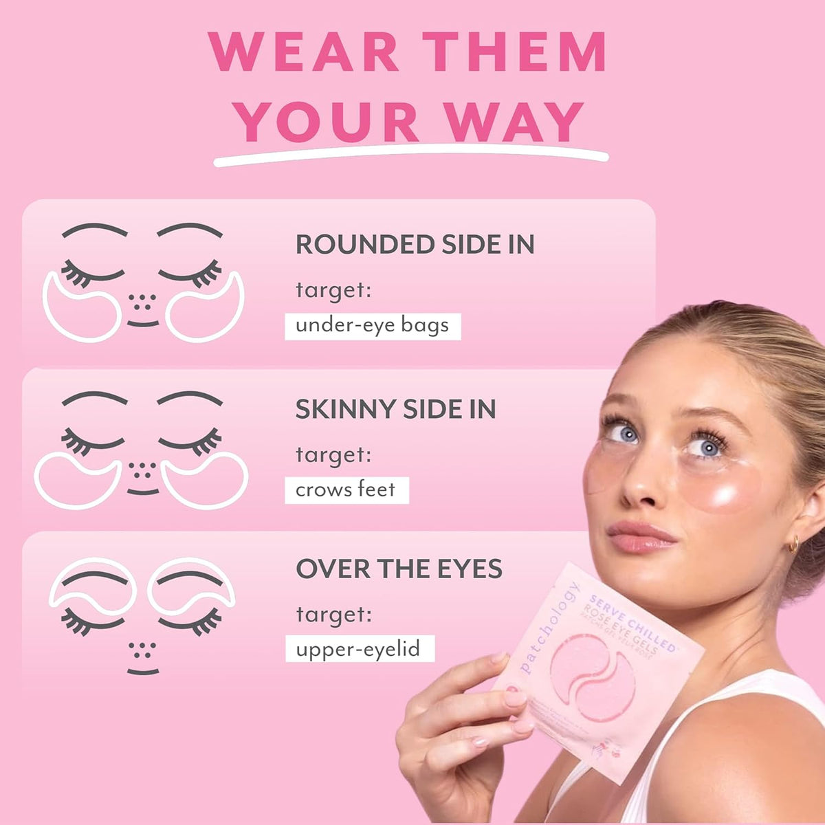 Patchology Serve Chilled Rosé Hydrating Under Eye Patches – Hyaluronic Acid &